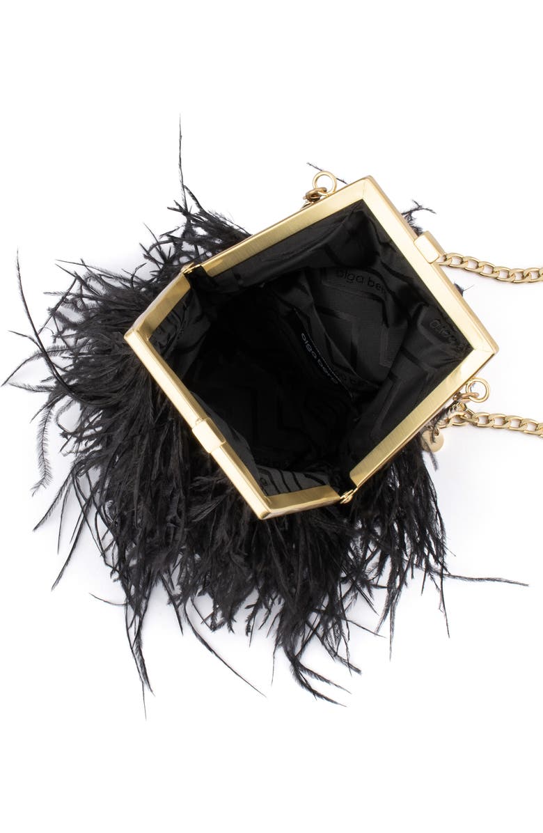 Olga Berg Sara Feather Frame Clutch, Alternate, color, Black
