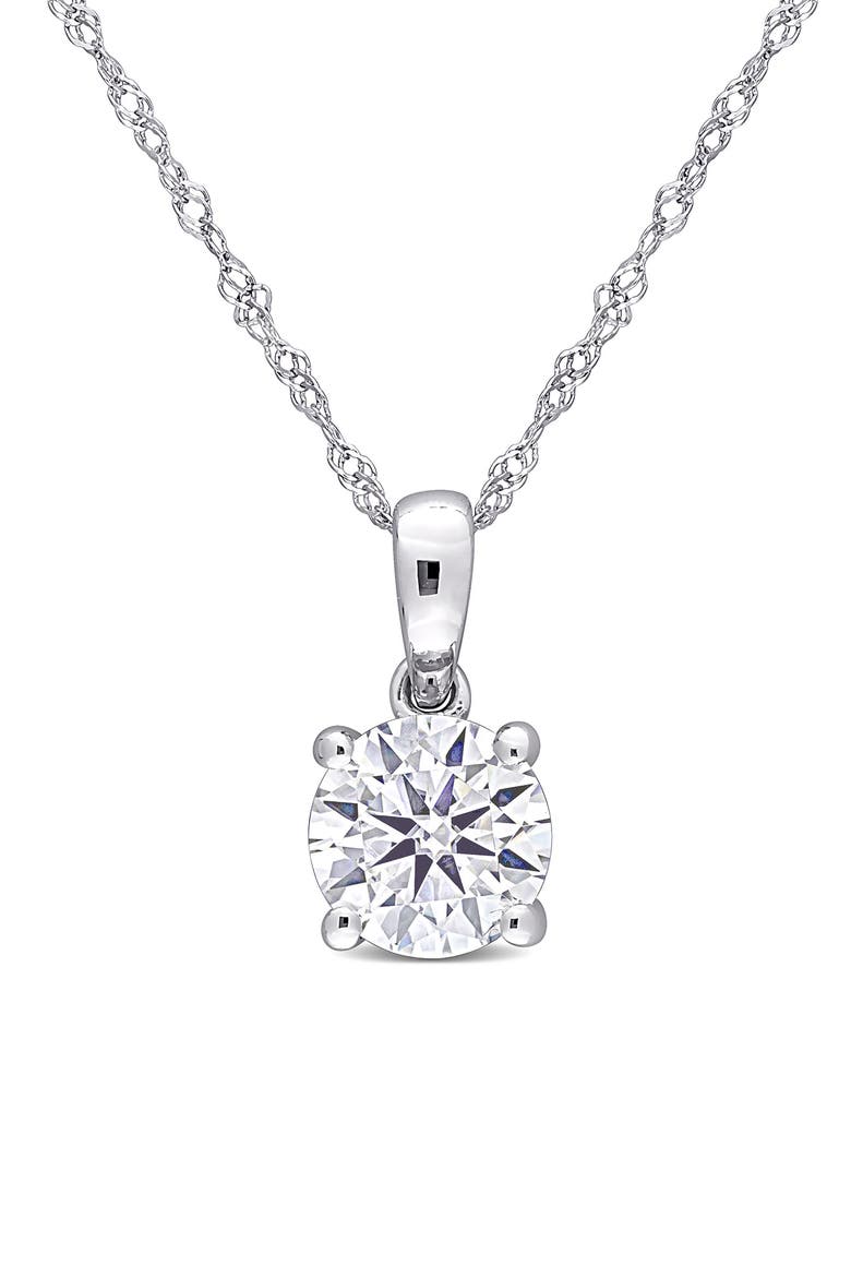 Lab Created Moissanite Pendant Necklace, Main, color, WHITE