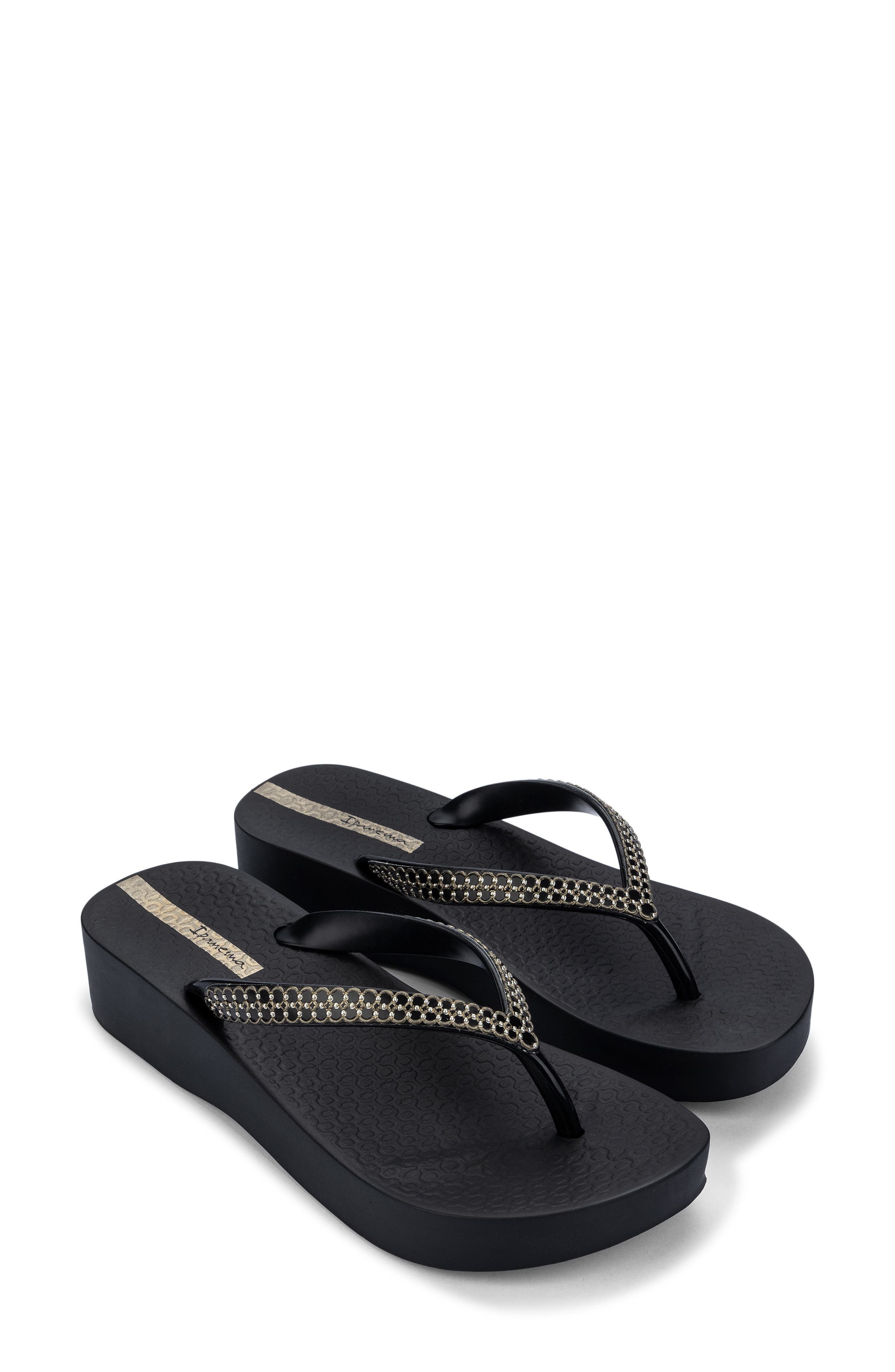 Ipanema Mesh XI Platform Flip Flop, Main, color, Black/ Black/ Gold