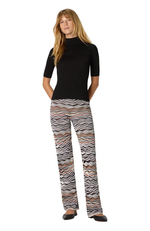 Straight Long Pants With Wave Pattern
