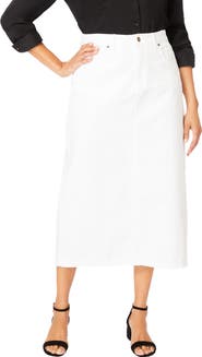 Jessica London Classic Cotton Denim Midi Skirt