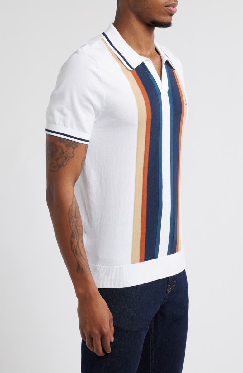 Original Penguin Vertical Stripe Short Sleeve Cotton Polo Sweater, Alternate, color,
