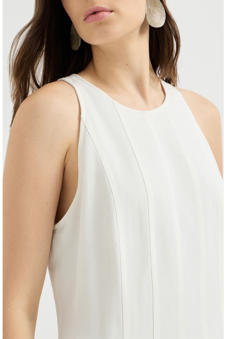 Viscose and linen fluid twill dress, Alternate, color, White