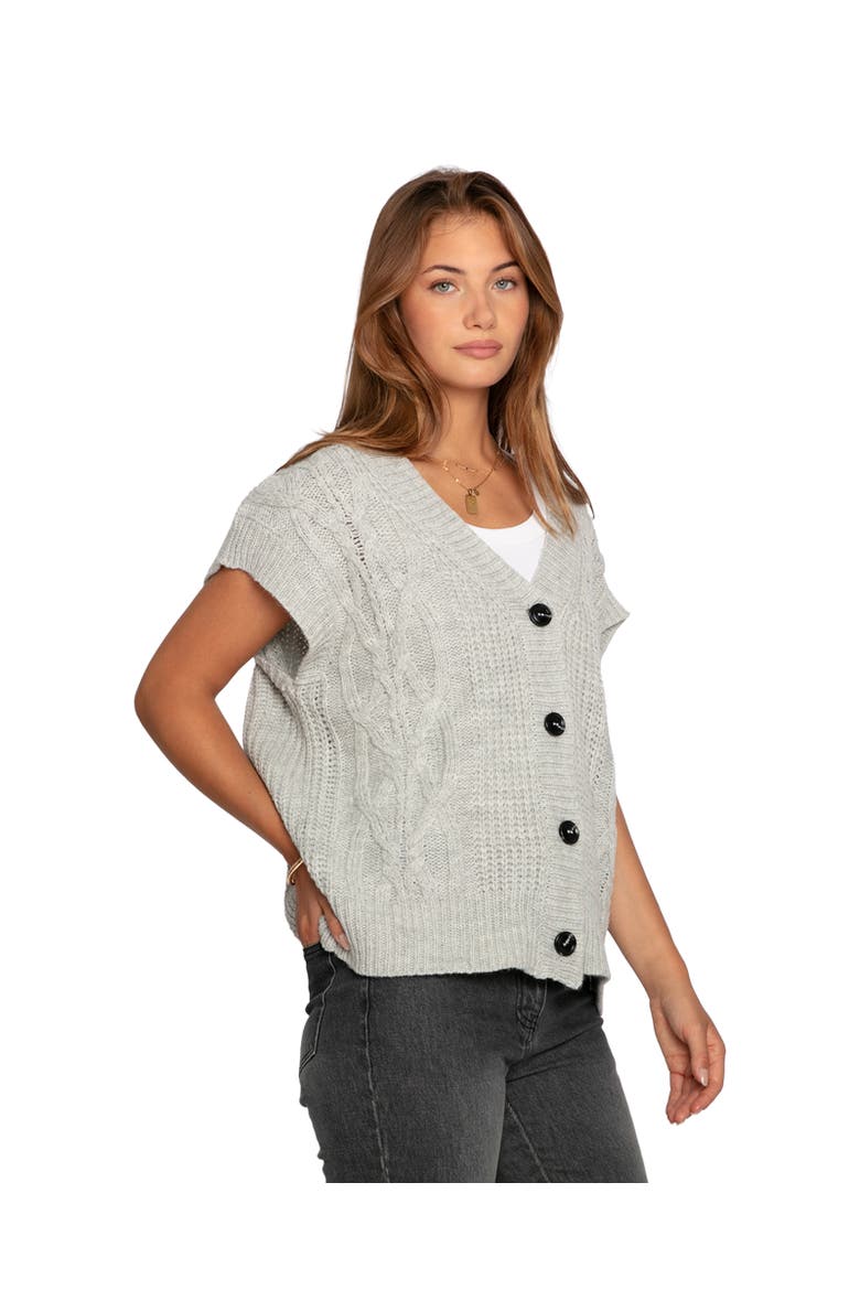 Rosette Oversized Knitted Vest, Alternate, color, Grey