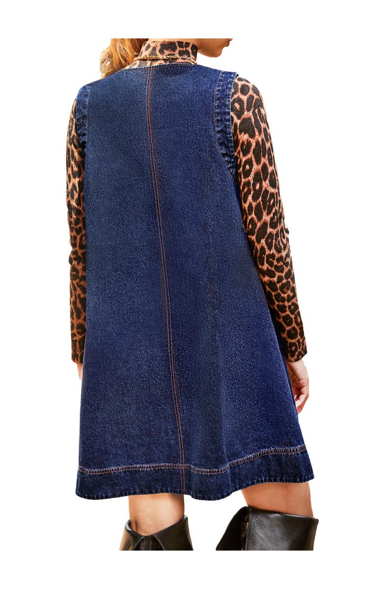 Ro&Zo Sleeveless Denim Zip Front Mini Dress, Alternate, color, Blue