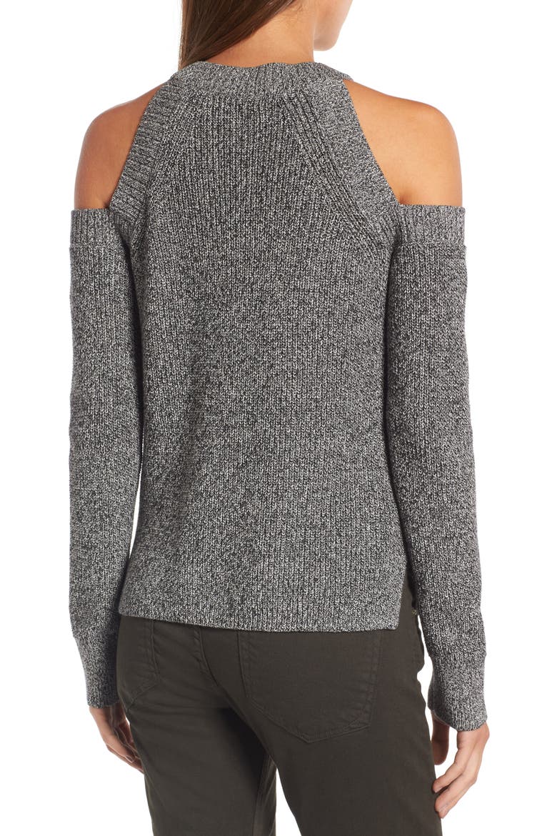 Dana Cold Shoulder Sweater, Alternate, color, BLACK/ WHITE