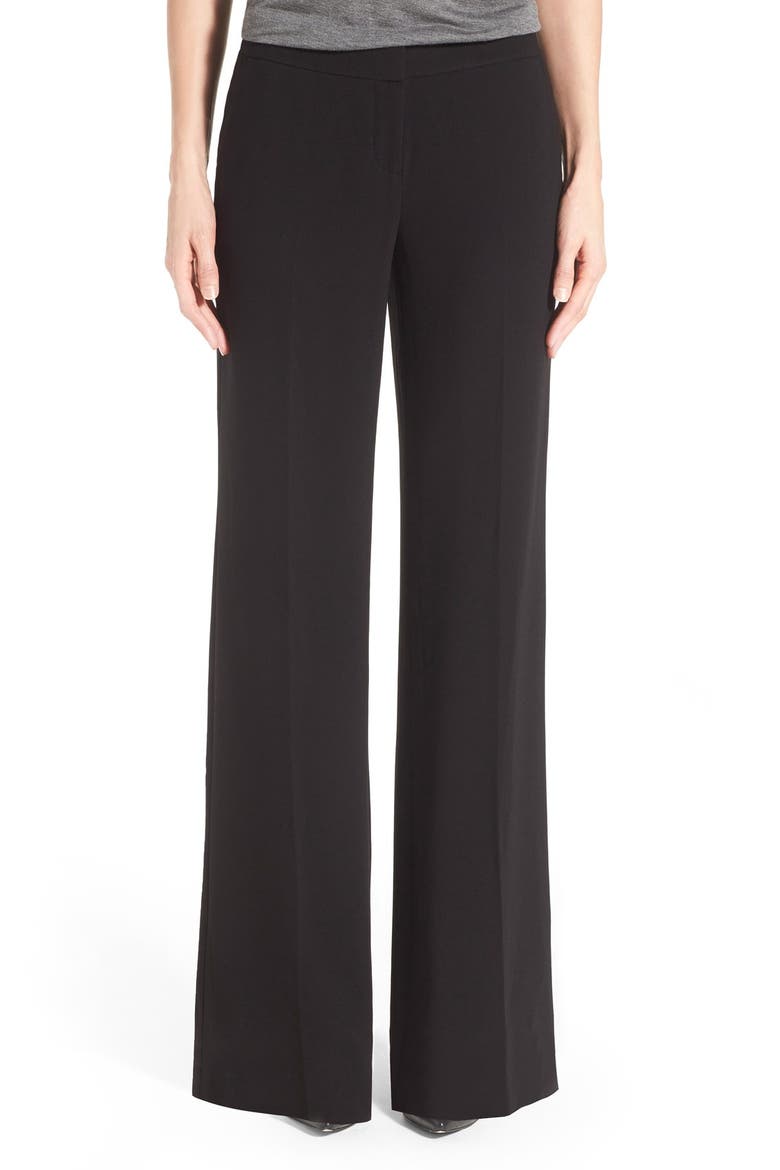 Flat Front Wide Leg Pants, Main, color, BLACK