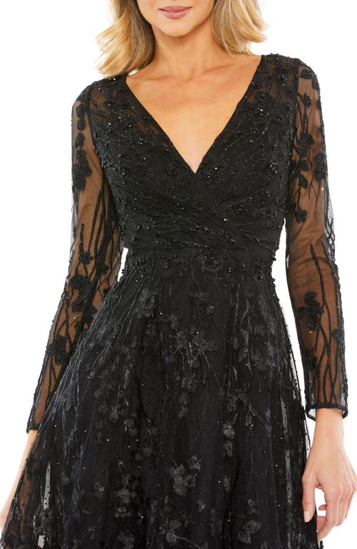 Mac Duggal Womens Embellished Midi Cocktail And Party Dress In Black