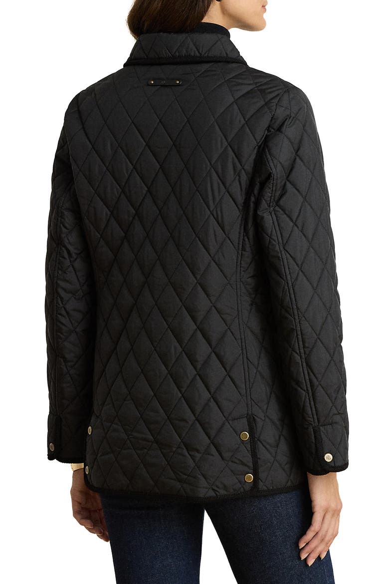 Quilted Crest Snap Front Jacket, Alternate, color, BLACK