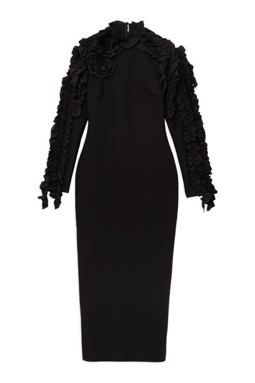 Karen Millen Bandage Rosette Midi Dress In Black