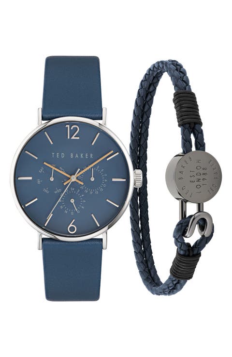 Phylipa Leather Strap Multifunction Watch & Bracelet Set