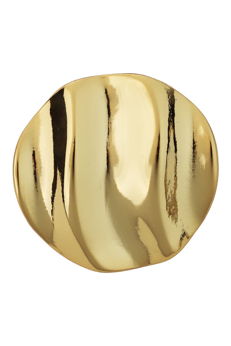 Wave Circle Brooch, Main, color, GOLD