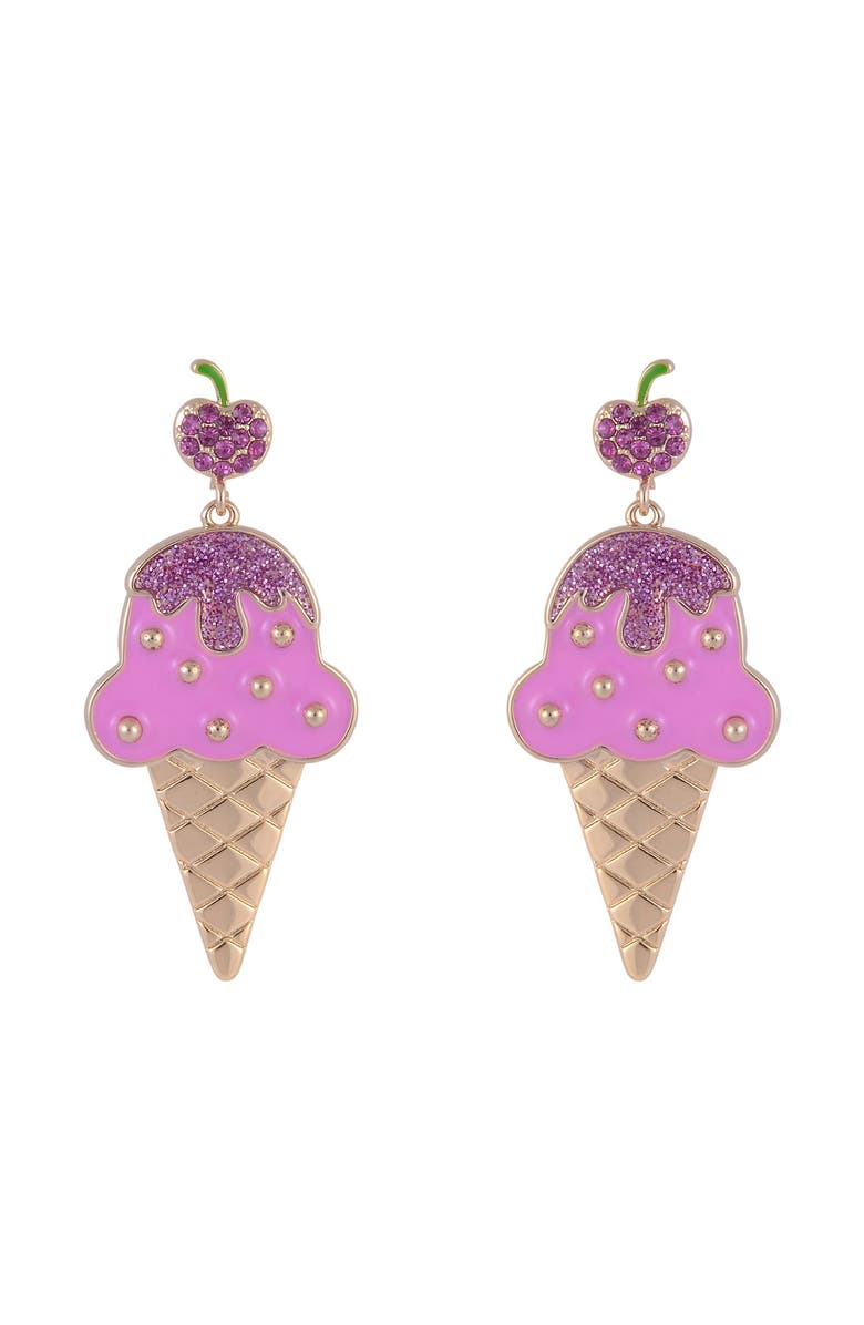 Hallmark Pink Ice Cream Cone Earrings, Alternate, color, Pink
