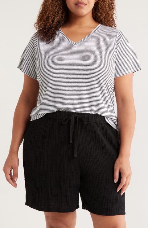 Stripe Organic Linen T-Shirt (Plus)