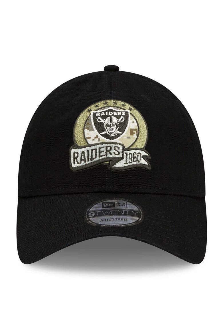 Men's New Era Black Las Vegas Raiders 2022 Salute To Service 9TWENTY Adjustable Hat, Alternate, color, Black