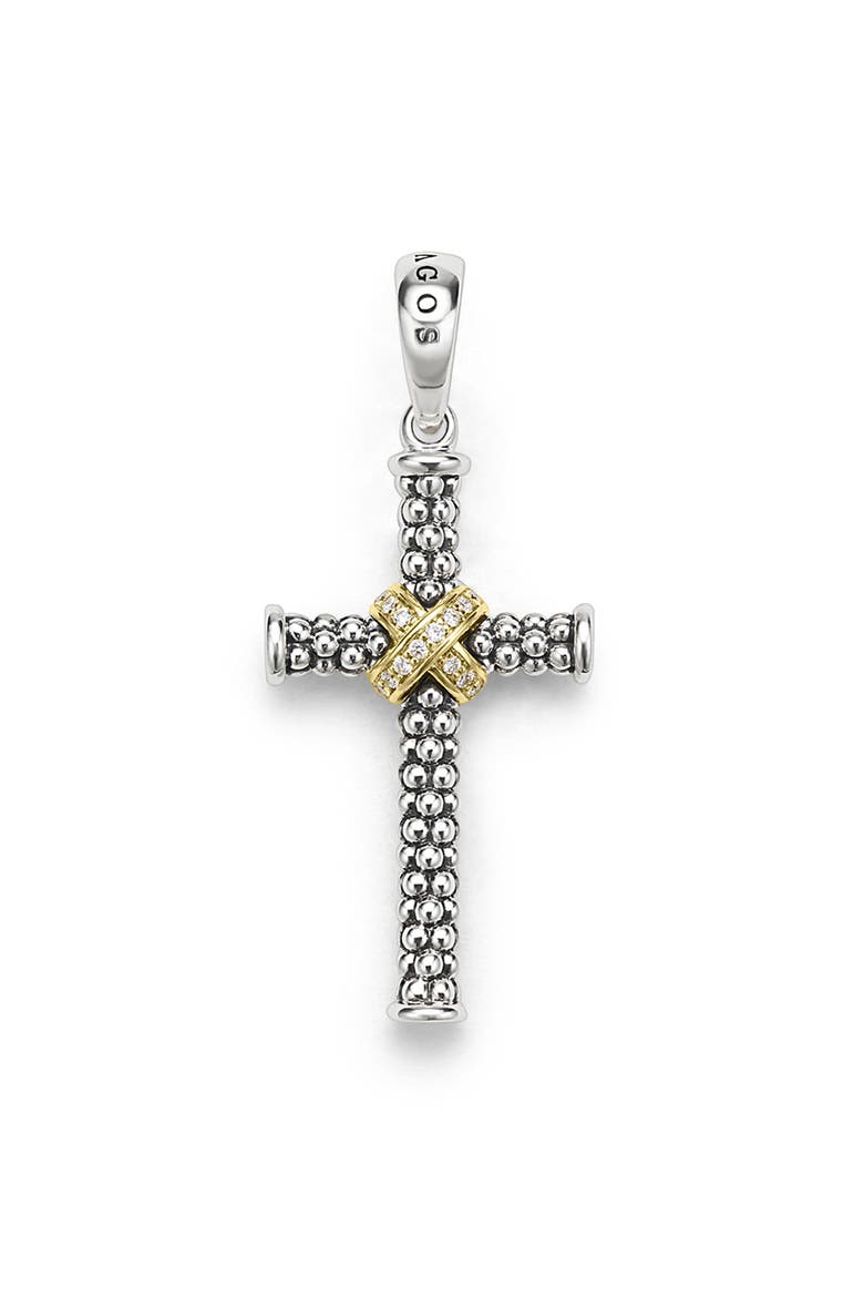 Small Anthem Diamond Cross Pendant, Main, color, SILVER