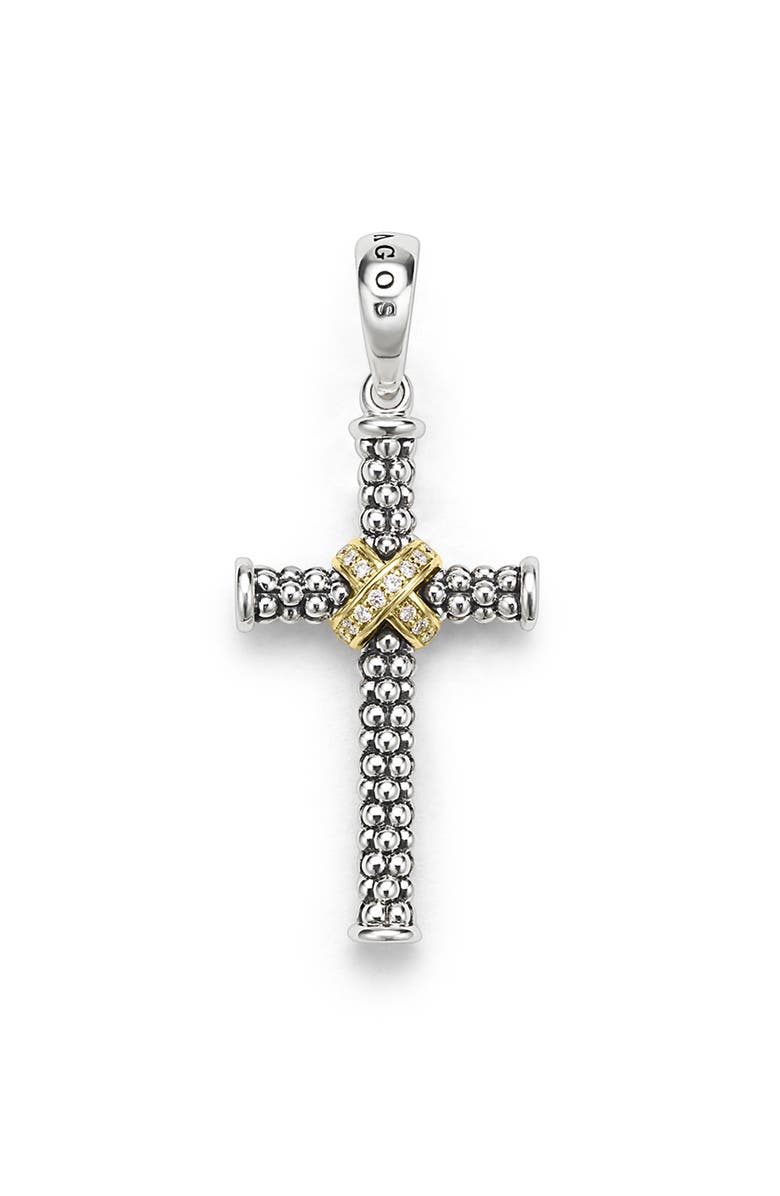 LAGOS Small Anthem Diamond Cross Pendant, Main, color, Silver