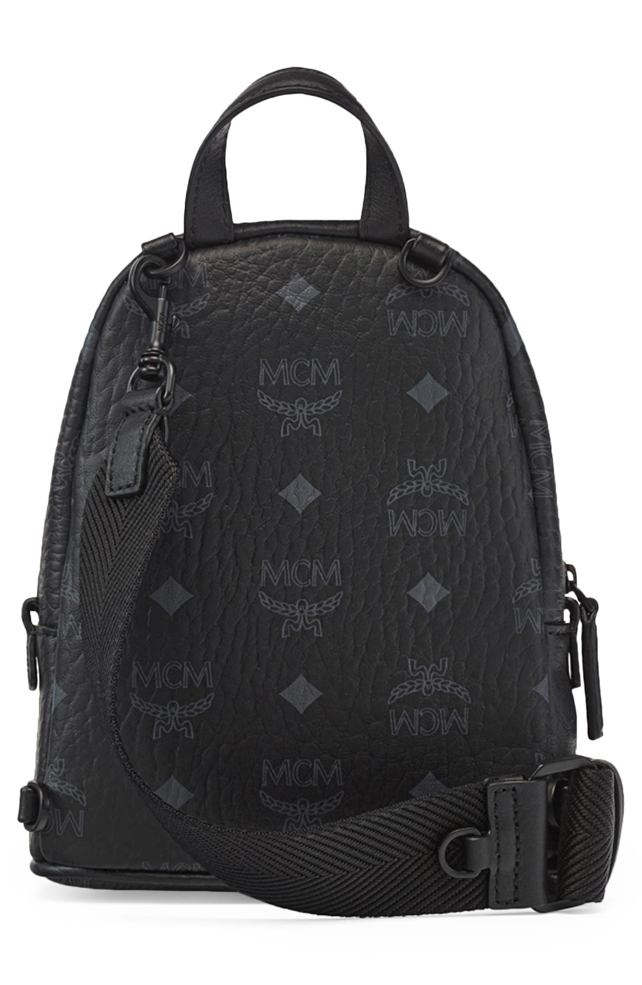 MCM Stark Crossbody Coated Canvas Mini Backpack, Alternate, color, 