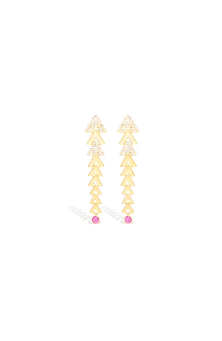 Campbell + Charlotte Spark Chevron Link Chandelier Earring, Main, color, Pink Sapphire-Gold