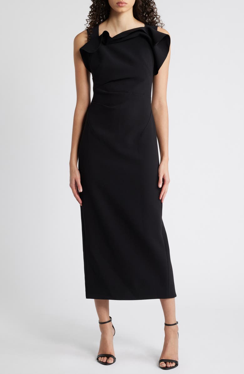 Acler Warfield Midi Dress, Main, color, Black