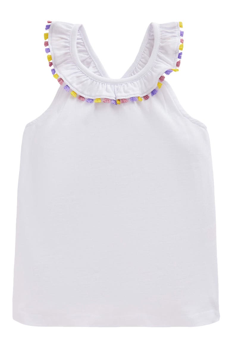 Kids' Ruffle Neck Cotton Top, Main, color, WHITE