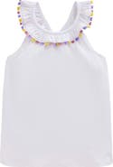 Mini Boden Kids' Ruffle Neck Cotton Top