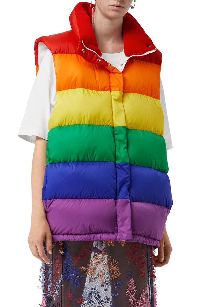 Burberry Rainbow Down Puffer Vest, Main, color, 