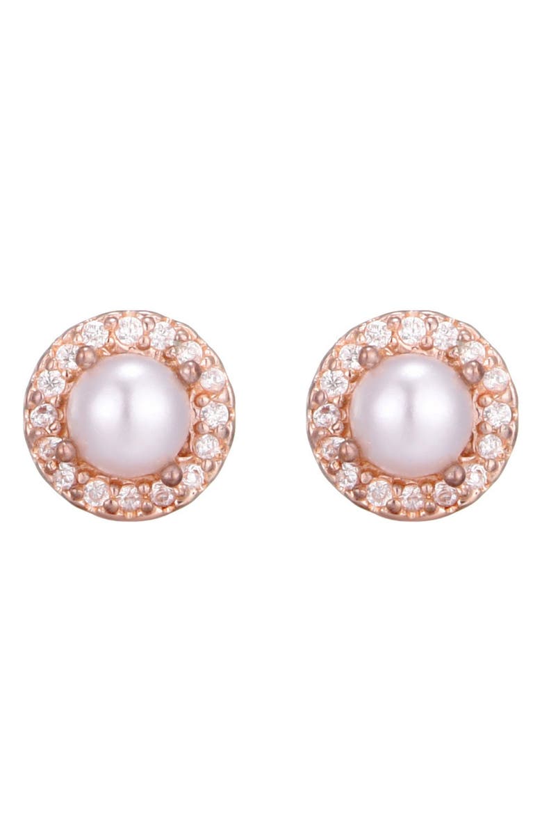 Adornia Freshwater Pearl Crystal Halo Stud Earrings, Main, color, White