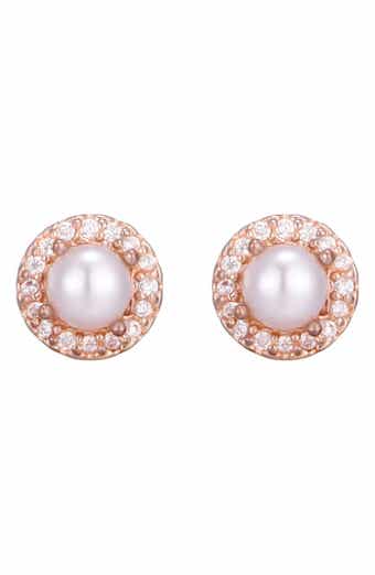 Adornia Freshwater Pearl Crystal Halo Stud Earrings