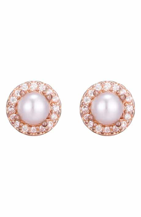 Adornia Freshwater Pearl Crystal Halo Stud Earrings