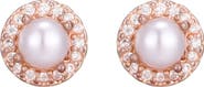 Adornia Freshwater Pearl Crystal Halo Stud Earrings