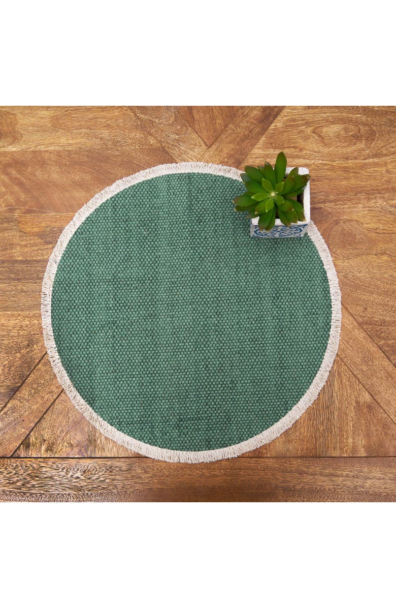 C&F Home Fringed Aspen Round Placemats Set of 6, 15", Alternate, color, Green