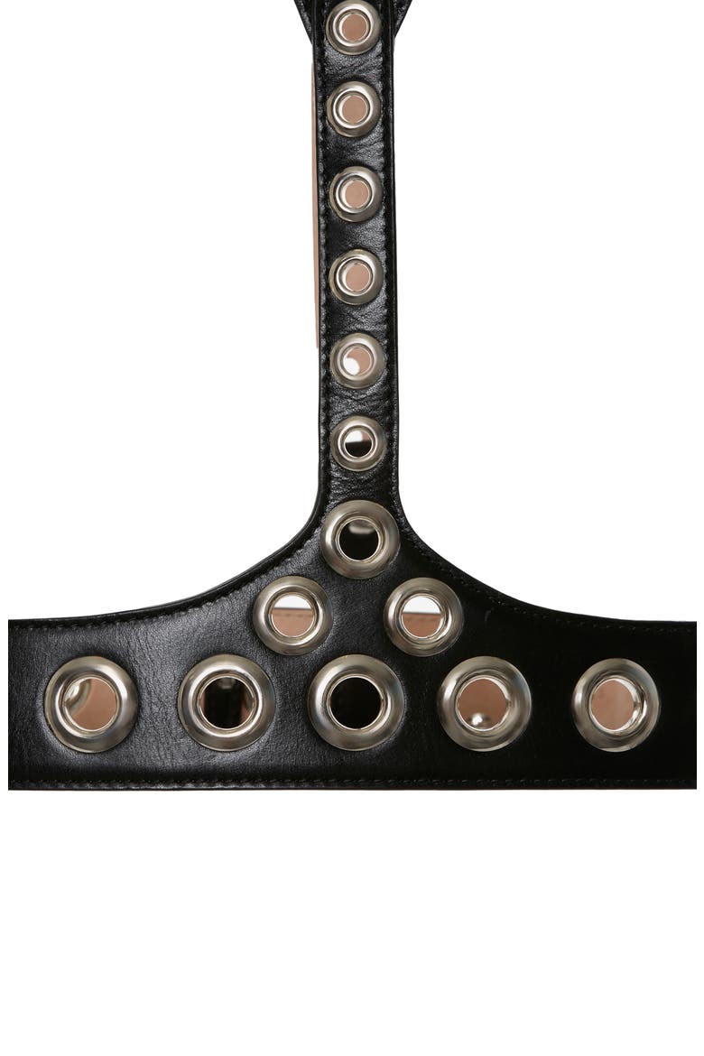 The V Eyelet Leather Harness, Alternate, color, BLACK