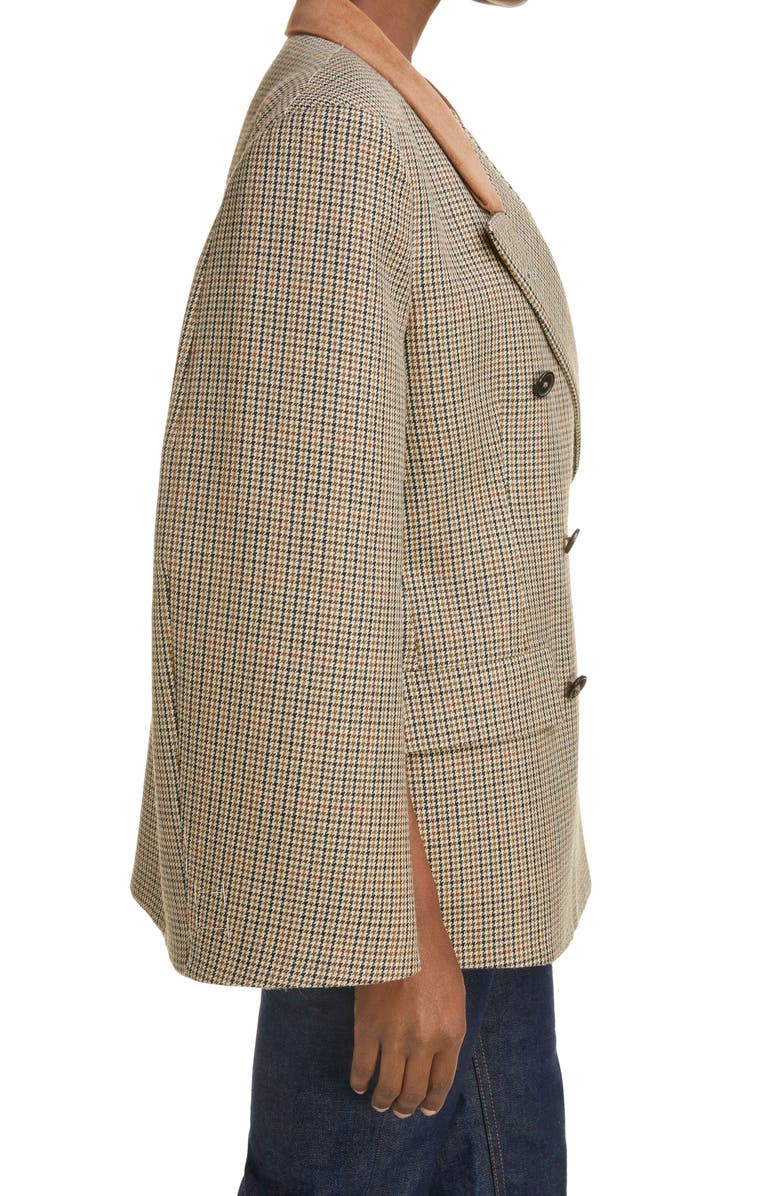 Maison Margiela Microhoundstooth Check Virgin Wool Cape Blazer, Alternate, color,