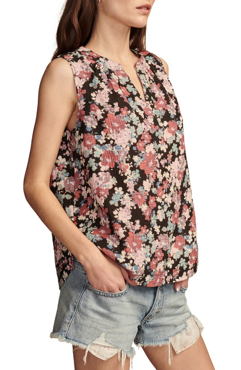 Lucky Brand Popover Gauze Sleeveless Top, Alternate, color, 