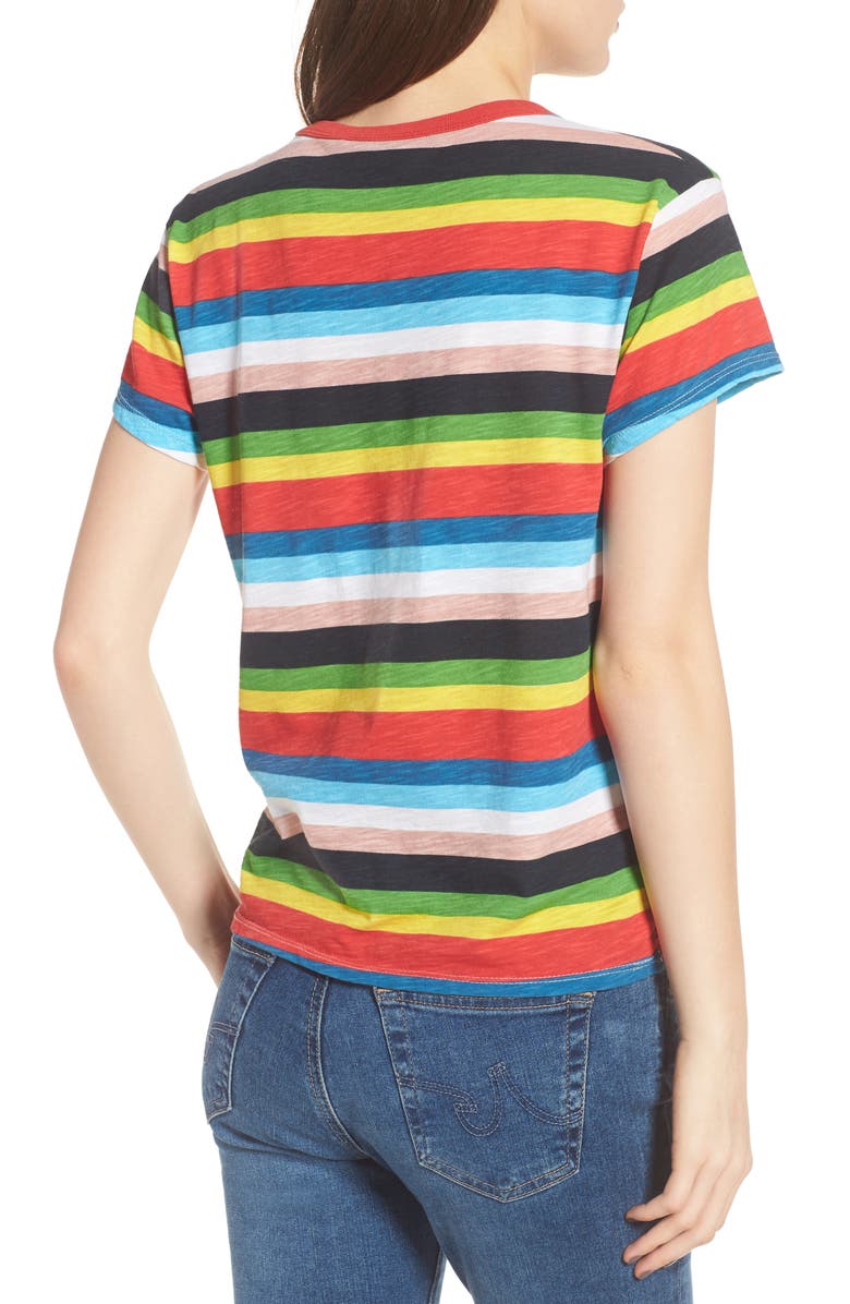Pam & Gela Rainbow Stripe Ringer Tee, Alternate, color, 