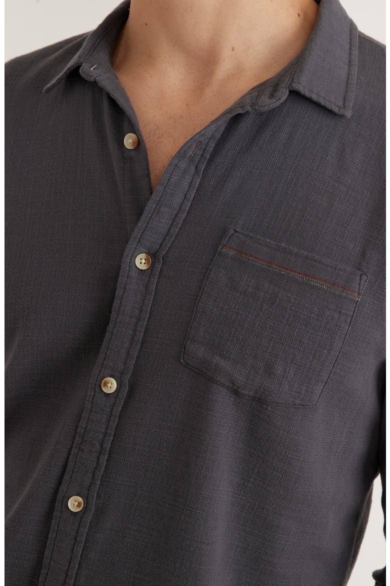 Selvage Stretch Button-Up Shirt, Alternate, color, INDIA INK