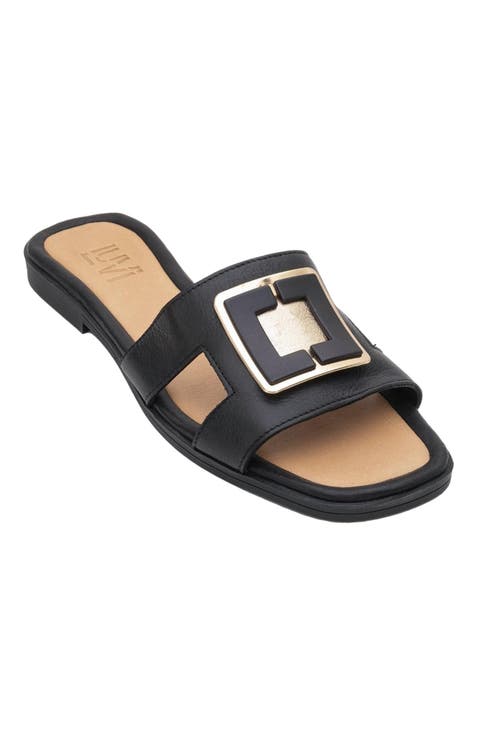 MILLIE Leather Buckle Slide (Women)