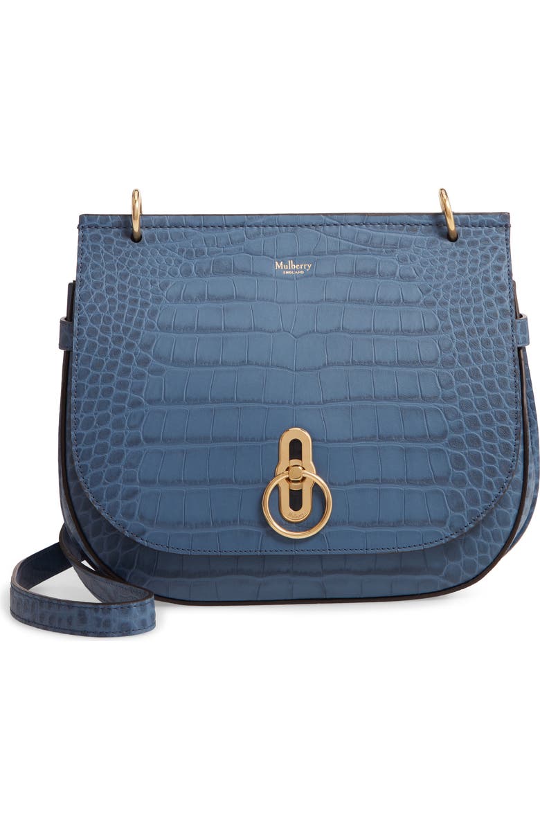 Mulberry Amberley Croc Embossed Leather Crossbody Bag, Main, color,