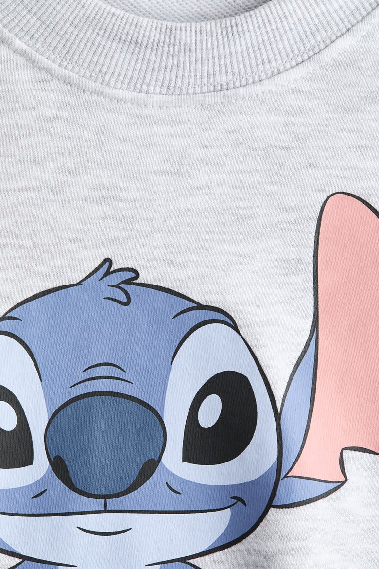 Oversized Printed Sweatshirt, Alternate, color, Gray melange/Lilo & Stitch
