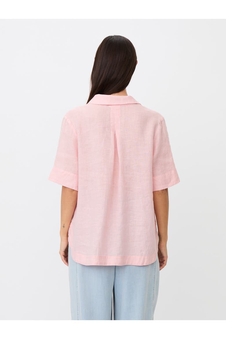 Mabrevia Relaxed Linen Collared Shirt, Alternate, color, Strawberry Cm