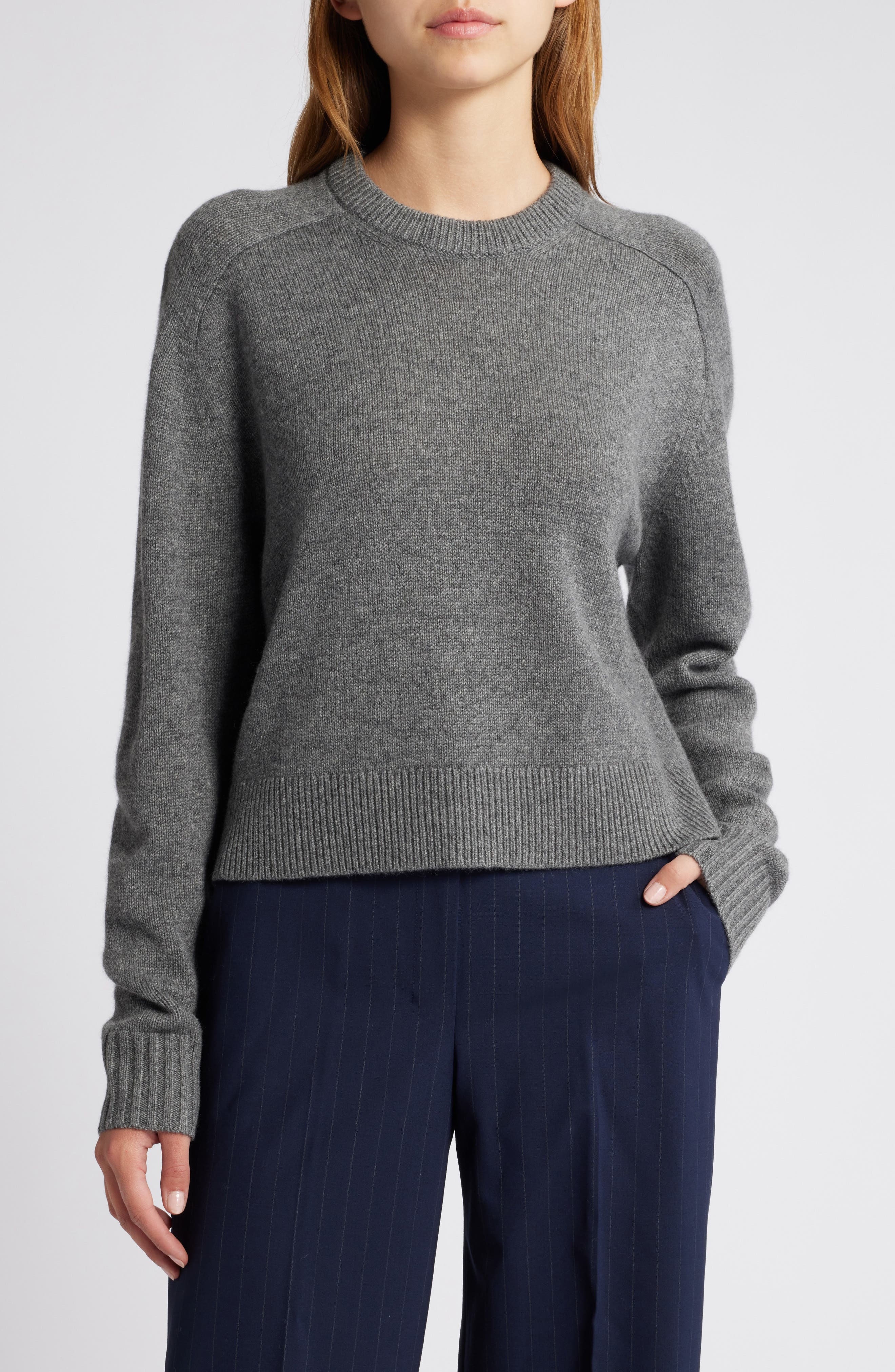 Theory Cashmere Crewneck Crop Sweater