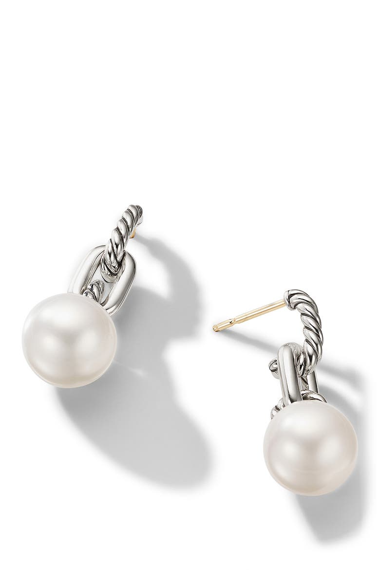 Madison® Pearl Chain Drop Earrings, Alternate, color, SILVER