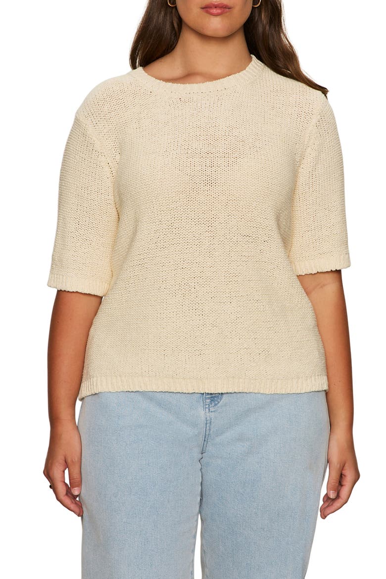 Short Sleeve Open-Stitch Sweater, Main, color, MACRAME