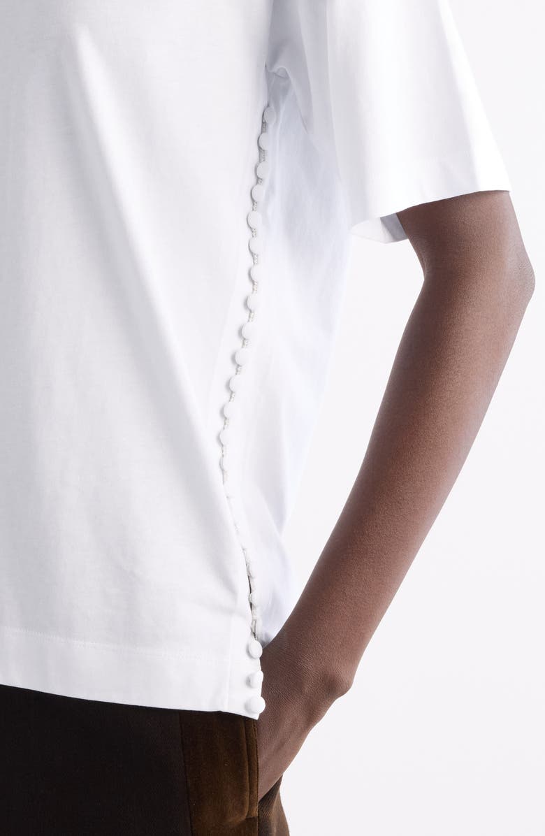 Dries Van Noten Heydu Side Button Cotton T-Shirt, Alternate, color, White