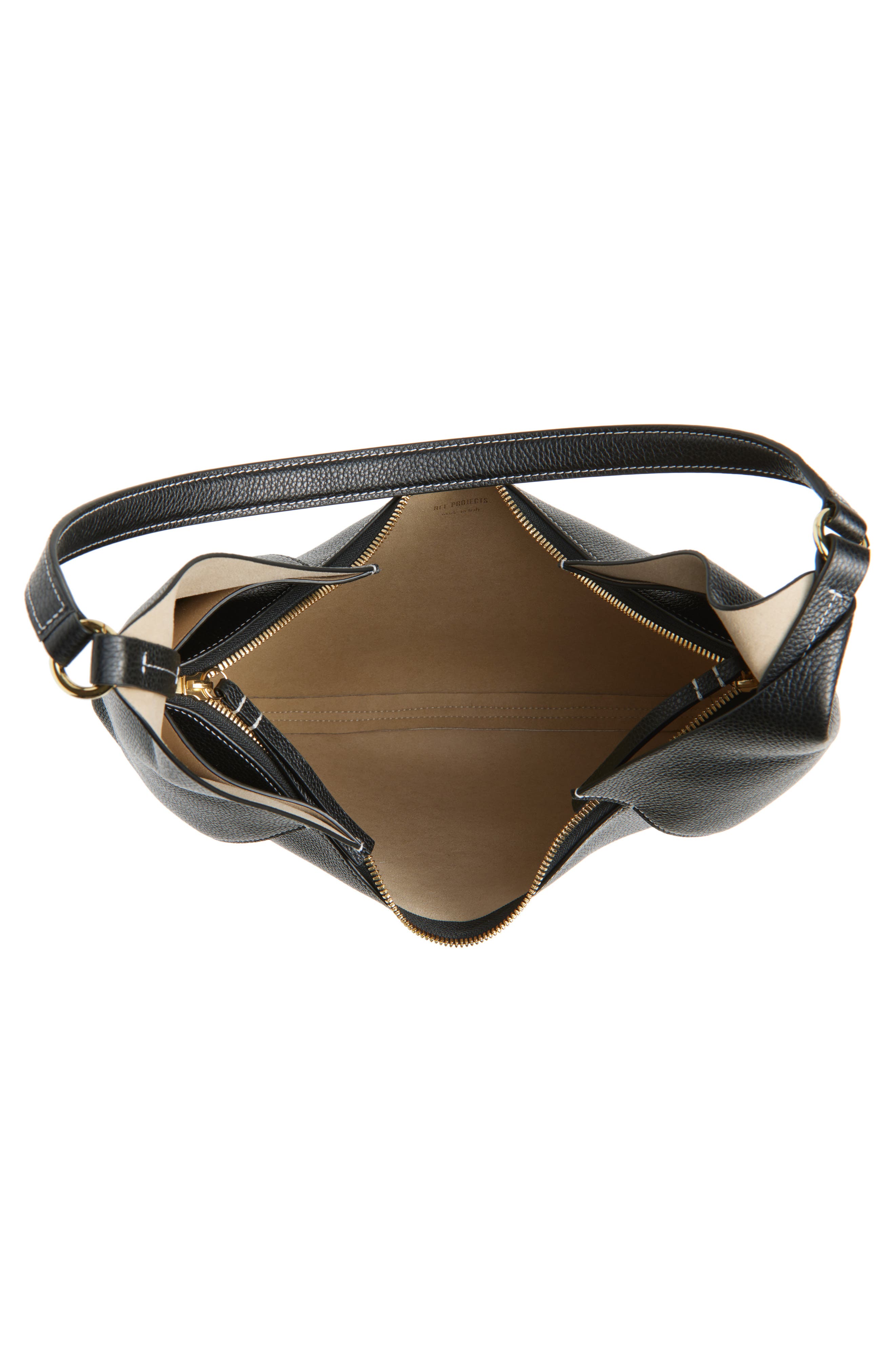 Ree Projects Large Riva Pebbled Leather Hobo Bag, Alternate, color, Black