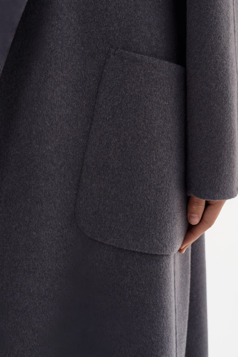 THARA | Shawl Collar Wool Coat, Alternate, color, Heather Dark Slate