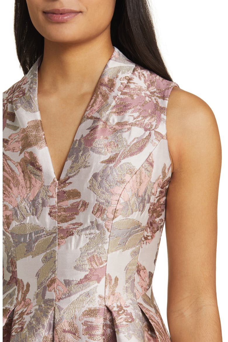 Metallic Jacquard Sleeveless Fit & Flare Dress, Alternate, color, MAUVE