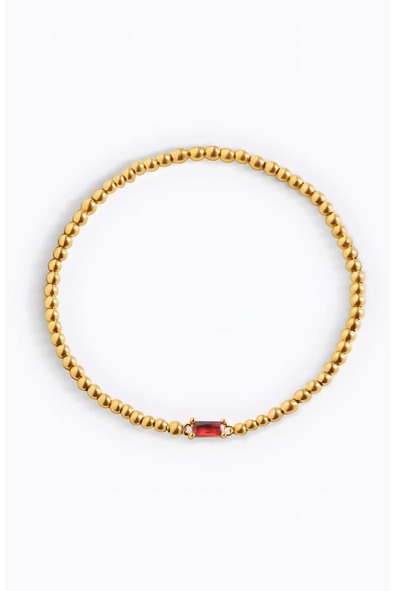 Gold Beaded Birthstone Bracelet, Alternate, color, January Garnet