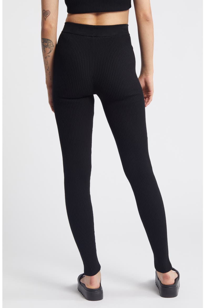 Cotton Blend Rib Leggings, Alternate, color, BLACK